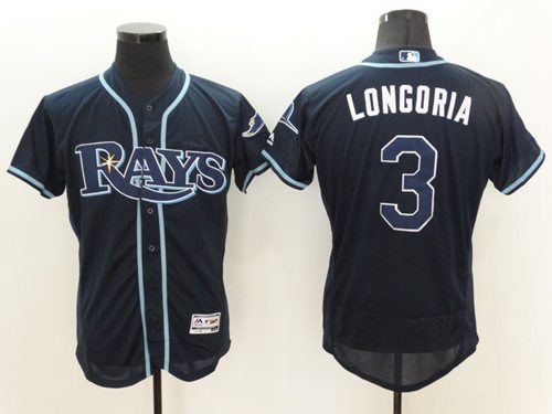 Rays #3 Evan Longoria Dark Blue Flexbase Authentic Collection Stitched MLB Jersey
